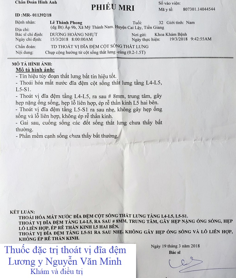 Thuốc đặc trị thoát vị đĩa đệm